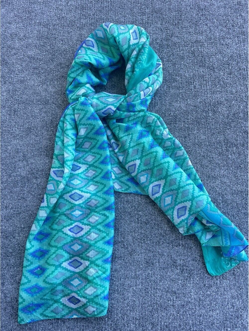 lightweight printed blue Green Scatf saree beach sarong Wrap 67”X40”.
